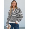 image:imageANRABESS Womens Striped Quarter Zip Fall Sweater Tops  Cute Long Sleeve Ribbed Knit Collared Pullover Slouchy Cozy Warm Business Casual Work Outfits 2026 Winter Fashion ClothesStriped Black White