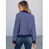 image:imageANRABESS Womens Striped Quarter Zip Fall Sweater Tops  Cute Long Sleeve Ribbed Knit Collared Pullover Slouchy Cozy Warm Business Casual Work Outfits 2026 Winter Fashion ClothesStriped Navy Purple