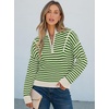 image:imageANRABESS Womens Striped Quarter Zip Fall Sweater Tops  Cute Long Sleeve Ribbed Knit Collared Pullover Slouchy Cozy Warm Business Casual Work Outfits 2026 Winter Fashion ClothesStriped Apricot Green