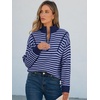 image:imageANRABESS Womens Striped Quarter Zip Fall Sweater Tops  Cute Long Sleeve Ribbed Knit Collared Pullover Slouchy Cozy Warm Business Casual Work Outfits 2026 Winter Fashion ClothesStriped Navy Purple