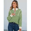 image:imageANRABESS Womens Striped Quarter Zip Fall Sweater Tops  Cute Long Sleeve Ribbed Knit Collared Pullover Slouchy Cozy Warm Business Casual Work Outfits 2026 Winter Fashion ClothesStriped Apricot Green
