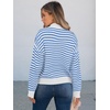 image:imageANRABESS Womens Striped Quarter Zip Fall Sweater Tops  Cute Long Sleeve Ribbed Knit Collared Pullover Slouchy Cozy Warm Business Casual Work Outfits 2026 Winter Fashion ClothesStriped White Sky Blue