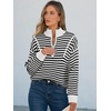 image:imageANRABESS Womens Striped Quarter Zip Fall Sweater Tops  Cute Long Sleeve Ribbed Knit Collared Pullover Slouchy Cozy Warm Business Casual Work Outfits 2026 Winter Fashion ClothesStriped Black White