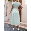image:imageANRABESS Womens Summer Midi Dress Striped Casual Short Sleeve Crewneck Elastic Waist 2026 Flowy Long Beach Dress with Pockets Green White Stripe Large