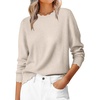 image:imageANRABESS Sweaters for Women Loose Fit Lightweight  Scalloped Long Sleeve Tops Soft Cozy Knit Pullover Travel Work Daily Wear Colthes 2026 Fall Casual Dressy OutfitsAlmond