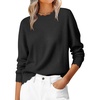 image:imageANRABESS Sweaters for Women Loose Fit Lightweight  Scalloped Long Sleeve Tops Soft Cozy Knit Pullover Travel Work Daily Wear Colthes 2026 Fall Casual Dressy OutfitsBlack