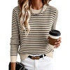 image:imageANRABESS Women Long Sleeve Striped Crochet Sweater Top  Crew Neck Knit Pullover Comfy Soft Lightweight Clothes Casual Daily Wear Travel amp Vacation Fall Spring Trendy OutfitsApricot Black