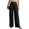 image:imageANRABESS Womens High Waisted Wide Leg Dress Work Pants  Office Business Casual Trousers Elastic Waist Pleated Palazzo Slacks with Pockets Fall Summer Spring OutfitsBlack