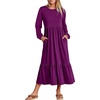 image:imageANRABESS Womens Long Sleeve Fall Flowy Maxi Dresses  Crewneck Soft Tiered Midi Dress Loose Fit ALine Hem with Pockets Casual Travel amp Work Outfit Spring Fall ClothingPurple