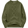 image:imageANRABESS Womens Oversized Cable Knitted Sweater Fall Outfits  Chunky Soft PulloverCrew Neck Long Sleeve Loose FitClassic Cute Vintage 90s StyleWarm Comfort Travel Winter ClothesArmy Green