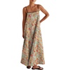 image:imageANRABESS Womens Summer Maxi Dress Casual Spaghetti Straps Sundress Flowy Long Dresses with Pocket 2026 Beach Vacation Outfits Floral Orange Red S