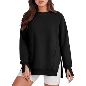image:imageANRABESS Oversized Sweatshirt for Women Crewneck Fall Outfits  Long Sleeve Side Slit Pullover Tops Comfy Soft Fleece Loose Fit Sweatshirts with Pockets Casual Work Lounge Winter ClothesBlack