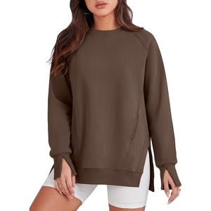 image:imageANRABESS Oversized Sweatshirt for Women Crewneck Fall Outfits  Long Sleeve Side Slit Pullover Tops Comfy Soft Fleece Loose Fit Sweatshirts with Pockets Casual Work Lounge Winter ClothesCoffee