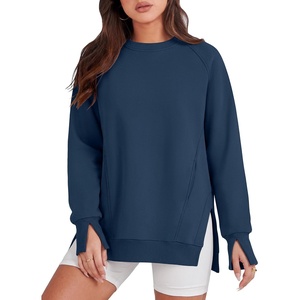 image:imageANRABESS Oversized Sweatshirt for Women Crewneck Fall Outfits  Long Sleeve Side Slit Pullover Tops Comfy Soft Fleece Loose Fit Sweatshirts with Pockets Casual Work Lounge Winter ClothesNavy Blue