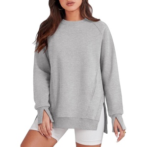 image:imageANRABESS Oversized Sweatshirt for Women Crewneck Fall Outfits  Long Sleeve Side Slit Pullover Tops Comfy Soft Fleece Loose Fit Sweatshirts with Pockets Casual Work Lounge Winter ClothesGrey