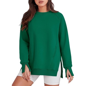 image:imageANRABESS Oversized Sweatshirt for Women Crewneck Fall Outfits  Long Sleeve Side Slit Pullover Tops Comfy Soft Fleece Loose Fit Sweatshirts with Pockets Casual Work Lounge Winter ClothesGreen