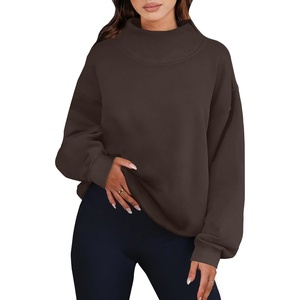 image:imageANRABESS Womens Mock Neck Sweatshirt Oversized Pullover  Cozy Fall Fashion Long Sleeve Tops Casual Going Out Daily Wear Loose Fit Soft Fleece 2026 Winter Trendy OutfitsDeep Brown