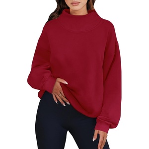 image:imageANRABESS Womens Mock Neck Sweatshirt Oversized Pullover  Cozy Fall Fashion Long Sleeve Tops Casual Going Out Daily Wear Loose Fit Soft Fleece 2026 Winter Trendy OutfitsRed