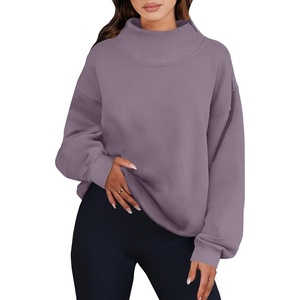 image:imageANRABESS Womens Mock Neck Sweatshirt Oversized Pullover  Cozy Fall Fashion Long Sleeve Tops Casual Going Out Daily Wear Loose Fit Soft Fleece 2026 Winter Trendy OutfitsNutmeg