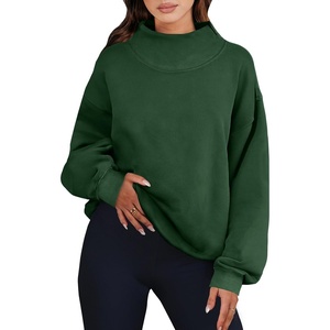 image:imageANRABESS Womens Mock Neck Sweatshirt Oversized Pullover  Cozy Fall Fashion Long Sleeve Tops Casual Going Out Daily Wear Loose Fit Soft Fleece 2026 Winter Trendy OutfitsDark Green