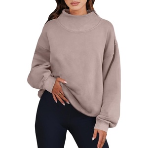 image:imageANRABESS Womens Mock Neck Sweatshirt Oversized Pullover  Cozy Fall Fashion Long Sleeve Tops Casual Going Out Daily Wear Loose Fit Soft Fleece 2026 Winter Trendy OutfitsKhaki