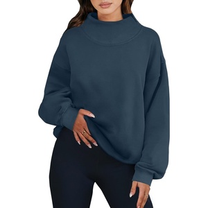 image:imageANRABESS Womens Mock Neck Sweatshirt Oversized Pullover  Cozy Fall Fashion Long Sleeve Tops Casual Going Out Daily Wear Loose Fit Soft Fleece 2026 Winter Trendy OutfitsDark Navy Blue