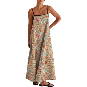 image:imageANRABESS Womens Summer Maxi Dress Casual Spaghetti Straps Sundress Flowy Long Dresses with Pocket 2026 Beach Vacation Outfits Floral Orange Red S