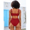 image:imageANRABESS Bathing Suit for Women Tummy Control Bikini Set 2026 Beach Front Ruched Mid Waist Swimsuit with Adjustable StrapsRed
