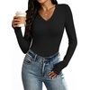 image:imageANRABESS Long Sleeve Shirts for Women Wool Blend Tops  V Neck Comfy Soft Lightweight Sweater Slim Fit Knit Daily Travel Going Out Basic Casual Fall Spring Transition OutfitsBlack