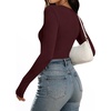 image:imageANRABESS Long Sleeve Shirts for Women Wool Blend Tops  V Neck Comfy Soft Lightweight Sweater Slim Fit Knit Daily Travel Going Out Basic Casual Fall Spring Transition OutfitsWine Red