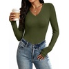 image:imageANRABESS Long Sleeve Shirts for Women Wool Blend Tops  V Neck Comfy Soft Lightweight Sweater Slim Fit Knit Daily Travel Going Out Basic Casual Fall Spring Transition OutfitsArmy Green