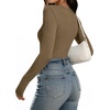 image:imageANRABESS Long Sleeve Shirts for Women Wool Blend Tops  V Neck Comfy Soft Lightweight Sweater Slim Fit Knit Daily Travel Going Out Basic Casual Fall Spring Transition OutfitsLight Brown