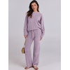 image:imageANRABESS Lounge Sets for Women Fuzzy Fleece Pajama Set  2 Piece Knit Sweater Fall Outfits Long Sleeve Top amp Wide Leg Pants Winter Cozy Matching Pjs Comfy 2026 Loungewear ClothesPurple
