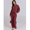 image:imageANRABESS Lounge Sets for Women Fuzzy Fleece Pajama Set  2 Piece Knit Sweater Fall Outfits Long Sleeve Top amp Wide Leg Pants Winter Cozy Matching Pjs Comfy 2026 Loungewear ClothesWine Red