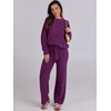 image:imageANRABESS Lounge Sets for Women Fuzzy Fleece Pajama Set  2 Piece Knit Sweater Fall Outfits Long Sleeve Top amp Wide Leg Pants Winter Cozy Matching Pjs Comfy 2026 Loungewear ClothesDeep Viole
