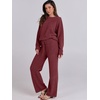 image:imageANRABESS Lounge Sets for Women Fuzzy Fleece Pajama Set  2 Piece Knit Sweater Fall Outfits Long Sleeve Top amp Wide Leg Pants Winter Cozy Matching Pjs Comfy 2026 Loungewear ClothesWine Red