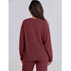 image:imageANRABESS Lounge Sets for Women Fuzzy Fleece Pajama Set  2 Piece Knit Sweater Fall Outfits Long Sleeve Top amp Wide Leg Pants Winter Cozy Matching Pjs Comfy 2026 Loungewear ClothesWine Red