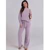 image:imageANRABESS Lounge Sets for Women Fuzzy Fleece Pajama Set  2 Piece Knit Sweater Fall Outfits Long Sleeve Top amp Wide Leg Pants Winter Cozy Matching Pjs Comfy 2026 Loungewear ClothesPurple