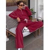image:imageANRABESS Sweatsuits for Women 2 Piece Outfit 2026 Fall Matching Lounge Sets  Striped Half Zip Fleece Pullover Sweat Set Wide Leg Sweatpants amp Pockets Trendy Fashion Track Suits Casual Winter ClothesBurgundy