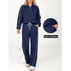 image:imageANRABESS Sweatsuits for Women 2 Piece Outfit 2026 Fall Matching Lounge Sets  Striped Half Zip Fleece Pullover Sweat Set Wide Leg Sweatpants amp Pockets Trendy Fashion Track Suits Casual Winter ClothesNavy Blue