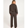 image:imageANRABESS Sweatsuits for Women 2 Piece Outfit 2026 Fall Matching Lounge Sets  Striped Half Zip Fleece Pullover Sweat Set Wide Leg Sweatpants amp Pockets Trendy Fashion Track Suits Casual Winter ClothesBrown