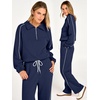image:imageANRABESS Sweatsuits for Women 2 Piece Outfit 2026 Fall Matching Lounge Sets  Striped Half Zip Fleece Pullover Sweat Set Wide Leg Sweatpants amp Pockets Trendy Fashion Track Suits Casual Winter ClothesNavy Blue