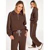 image:imageANRABESS Sweatsuits for Women 2 Piece Outfit 2026 Fall Matching Lounge Sets  Striped Half Zip Fleece Pullover Sweat Set Wide Leg Sweatpants amp Pockets Trendy Fashion Track Suits Casual Winter ClothesCoffee