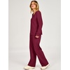 image:imageANRABESS Two Piece Sets for Women Fall Lounge Airport Outfits  Long Sleeve Top amp Wide Leg Pants2026 Fashion Winter Matching Track Suits SetComfiest SoftTravel Vacation Casual Daily WearDeep Red