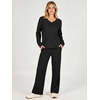 image:imageANRABESS Two Piece Sets for Women Fall Lounge Airport Outfits  Long Sleeve Top amp Wide Leg Pants2026 Fashion Winter Matching Track Suits SetComfiest SoftTravel Vacation Casual Daily WearBlack