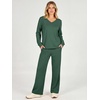 image:imageANRABESS Two Piece Sets for Women Fall Lounge Airport Outfits  Long Sleeve Top amp Wide Leg Pants2026 Fashion Winter Matching Track Suits SetComfiest SoftTravel Vacation Casual Daily WearGreen