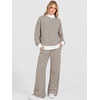 image:imageANRABESS Two Piece Sets for Women Striped Lounge Set  Oversized Mock Neck Sweatshirts amp Wide Leg Pants Airport Travel Outfit 2026 Fall Winter Fashion Cozy Matching SweatsuitsLight Brown White Stripe