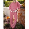 image:imageANRABESS Two Piece Sets for Women Striped Lounge Set  Oversized Mock Neck Sweatshirts amp Wide Leg Pants Airport Travel Outfit 2026 Fall Winter Fashion Cozy Matching SweatsuitsRed White Stripe