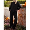 image:imageANRABESS Two Piece Sets for Women Striped Lounge Set  Oversized Mock Neck Sweatshirts amp Wide Leg Pants Airport Travel Outfit 2026 Fall Winter Fashion Cozy Matching SweatsuitsBlack