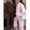 image:imageANRABESS Two Piece Sets for Women Striped Lounge Set  Oversized Mock Neck Sweatshirts amp Wide Leg Pants Airport Travel Outfit 2026 Fall Winter Fashion Cozy Matching SweatsuitsPink White Stripe